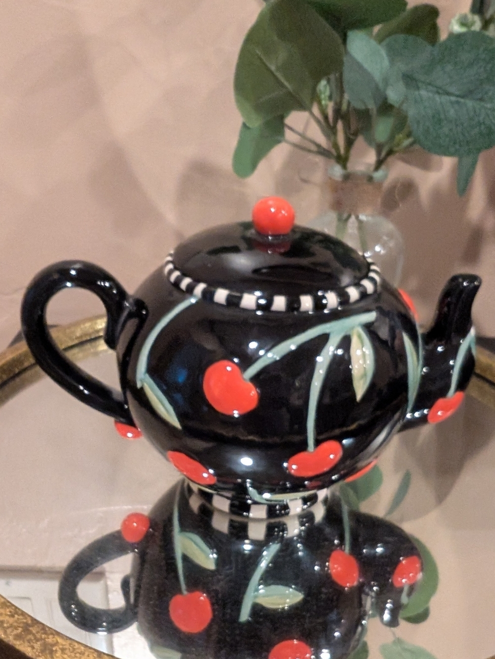 Mary Englebreit 1997 Cherry Faux Teapot